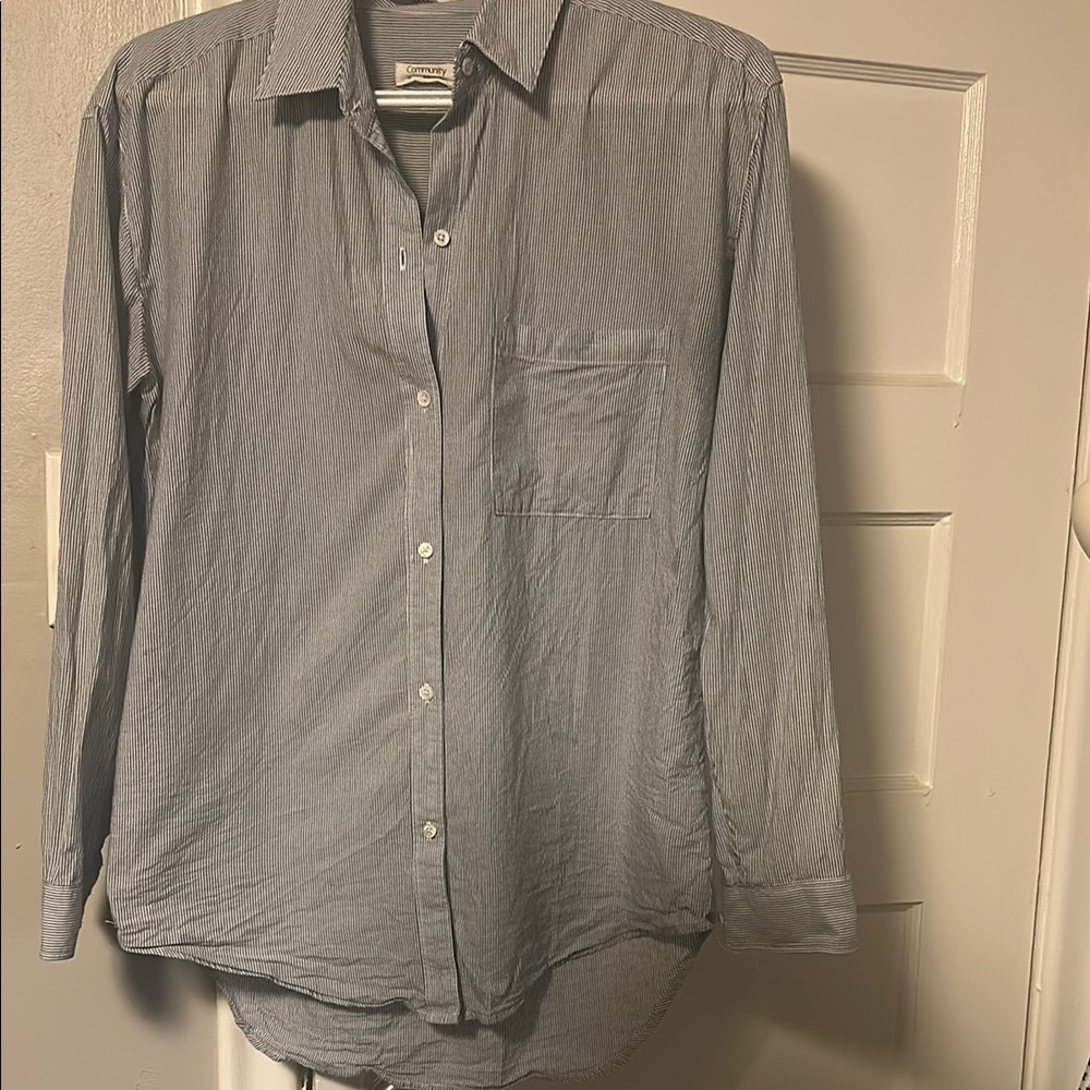 Aritzia Blue Button Down Shirt Relaxed Fit